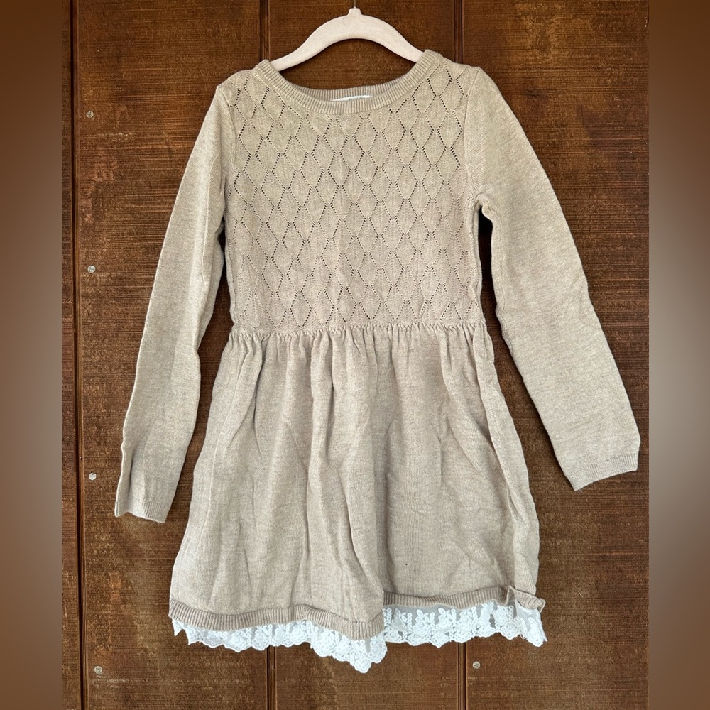 H&M knit dress with lace trim